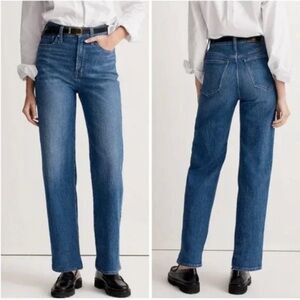 Madewell Women's High-Rise Straight Wide-Leg Jeans in Medium Blue